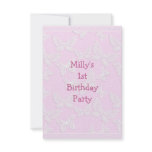 White Butterfly Pretty Pink 1st Birthday Party invitations