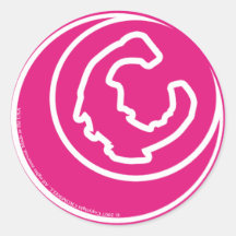 white C on Pink circle sticker