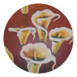 White Calla Lilies Round Sticker