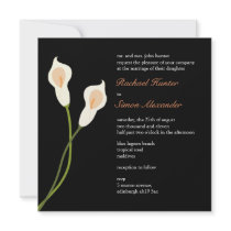 White Calla Lilies Wedding Invitiation- black Announcements