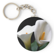 White Calla Lily Flower Keychain
