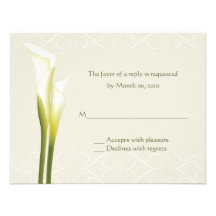 White Calla Lily Reply cards Custom Announcements