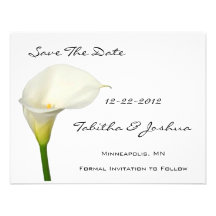 White Calla Lily Save The Date Cards Custom Invites