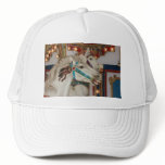 White carousel horse with blue bridle picture hats