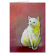 White cat art fun painting Whitey sitting pretty