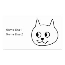 White Cat Cartoon. Business Cards