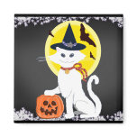 white cat halloween refrigerator magnets
