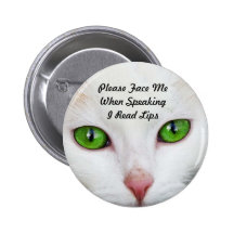 White Cat I Read Lips Button
