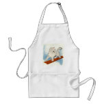 White Cat Walking the Board Artwork aprons