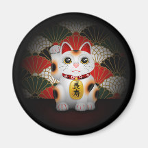 White Ceramic Maneki Neko Fridge Magnet