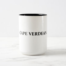 White ceramic mug with Cape Verdean Lettering