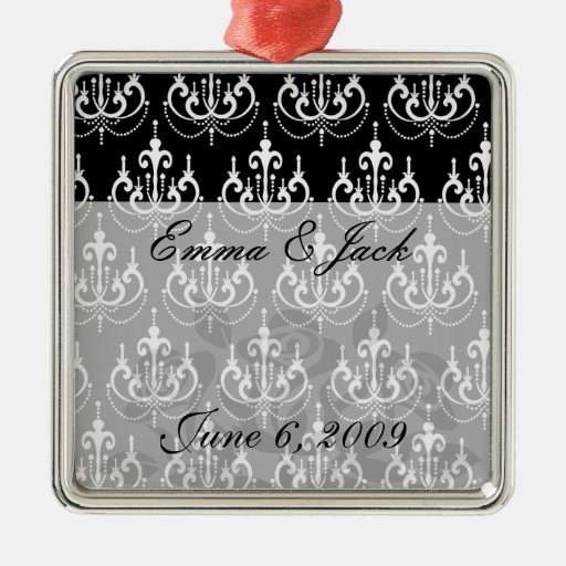white chadelier on black modern damask design ornaments