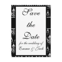 white chadelier on black modern damask postcards