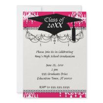 white chandelier baroque on red raspberry custom announcement