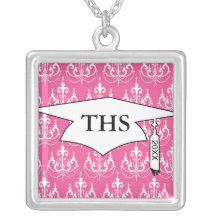 white chandelier chic pink damask graduation jewelry