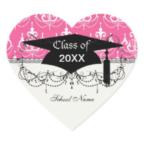 white chandelier chic pink damask graduation stickers