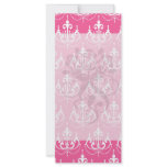 white chandelier damask on pretty chic pink rack cards