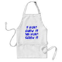 White Chew It Screw It Apron