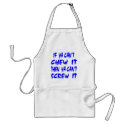 White Chew It Screw It aprons