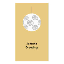 White Christmas Bauble. On Gold Colour. Business Cards
