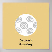 White Christmas Bauble. On Gold Colour. Poster
