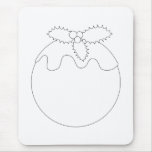 White Christmas Pudding. Simple Black Line. Custom mousepads