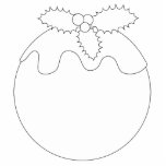 White Christmas Pudding. Simple Black Line. Photo Sculpture