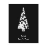 White Christmas Tree. On black background. Custom postcards