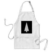 White Christmas Tree. On Black. Stylish. Apron