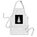 White Christmas Tree. On Black. Stylish. Custom aprons