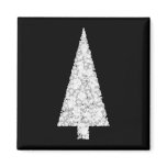 White Christmas Tree. On Black. Stylish. Custom magnets