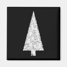 White Christmas Tree. On Black. Stylish. Magnet