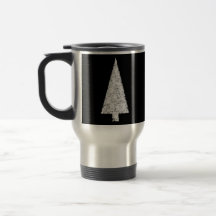 White Christmas Tree. On Black. Stylish. Coffee Mugs