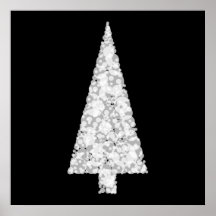 White Christmas Tree. On Black. Stylish. Poster