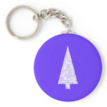 White Christmas Tree. On Blue - Purple. Custom keychains