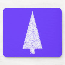 White Christmas Tree. On Blue - Purple. Mouse Pads