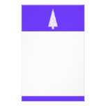 White Christmas Tree. On Blue - Purple. Stationery