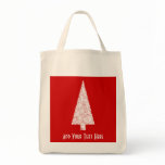 White Christmas Tree. On Red. Modern. Custom bags
