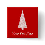 White Christmas Tree. On Red. Modern. Custom buttons