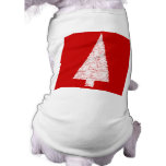 White Christmas Tree. On Red. Modern. Custom pet clothing