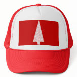 White Christmas Tree. On Red. Modern. Custom hats