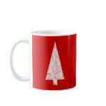 White Christmas Tree. On Red. Modern. Custom mugs