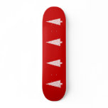 White Christmas Tree. On Red. Modern. Custom skateboards