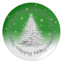 White Christmas Tree Plate