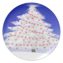 White Christmas Tree Plate