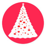 WHITE CHRISTMAS TREE ROUND STICKER
