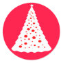 WHITE CHRISTMAS TREE ROUND STICKER