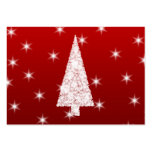 White Christmas Tree with Stars on Red. Custom business cards