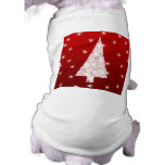White Christmas Tree with Stars on Red. Custom pet clothing
