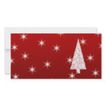 White Christmas Tree with Stars on Red. Custom photo cards